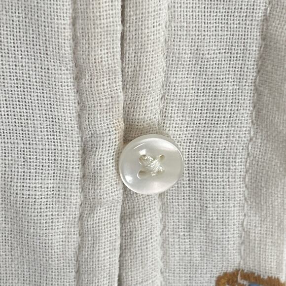 1X Boho Cotton Linen Gauze Top Cream Pintuck Blouse Coastal Cottagecore - Picture 6 of 8